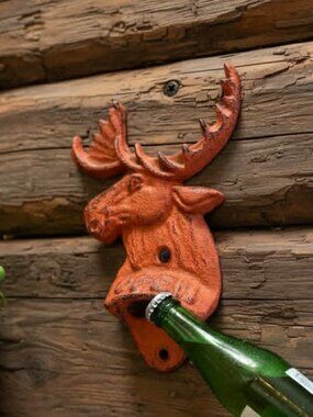 Moose Bottle Opener | Cast Iron Wall Mount | Rustic Cabin Bar Decor